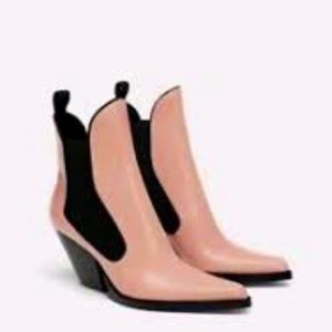 Zara Special Edition Pull on Cowboy Boots NWT 6.5 Light pink blush